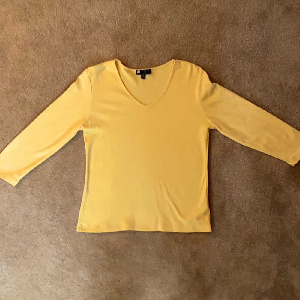 Carol Little yellow 3/4 length sleeve top